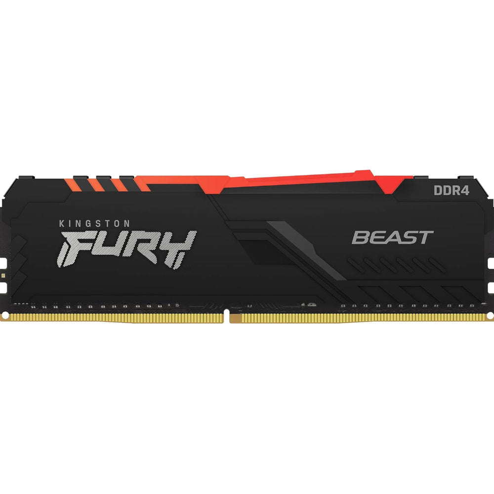 Memória RAM Kingston Fury Beast RGB 8GB (1x8GB) DDR4 3200MHz, CL16, 1.35V XMP 2.0, Preto, KF432C16BBA/8