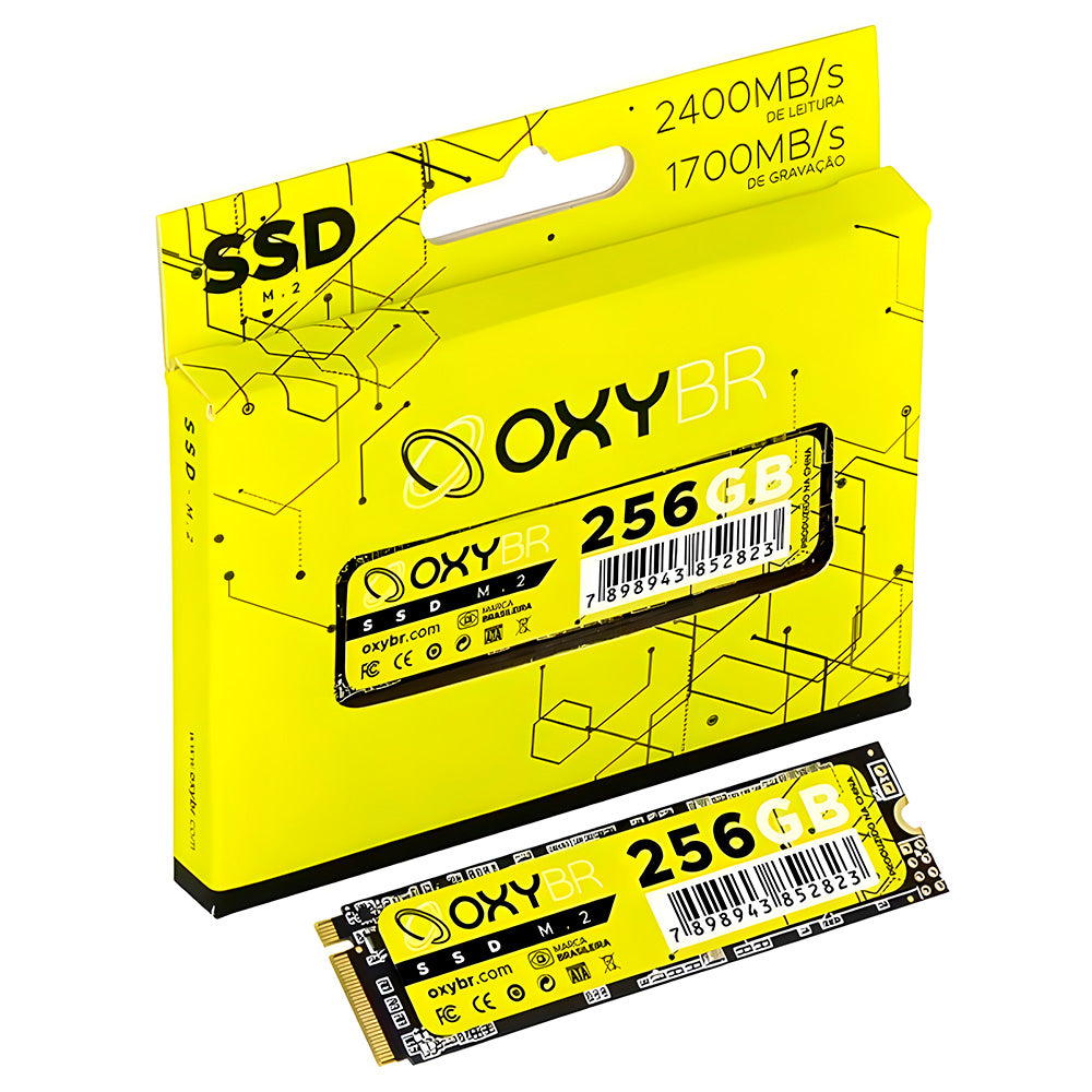 SSD M.2 NVMe 256GB OxyBR, Leitura 2.400MB/s, Gravação 1.700MB/s, OXYBRNVME4/256, 3D NAND TLC, S.M.A.R.T