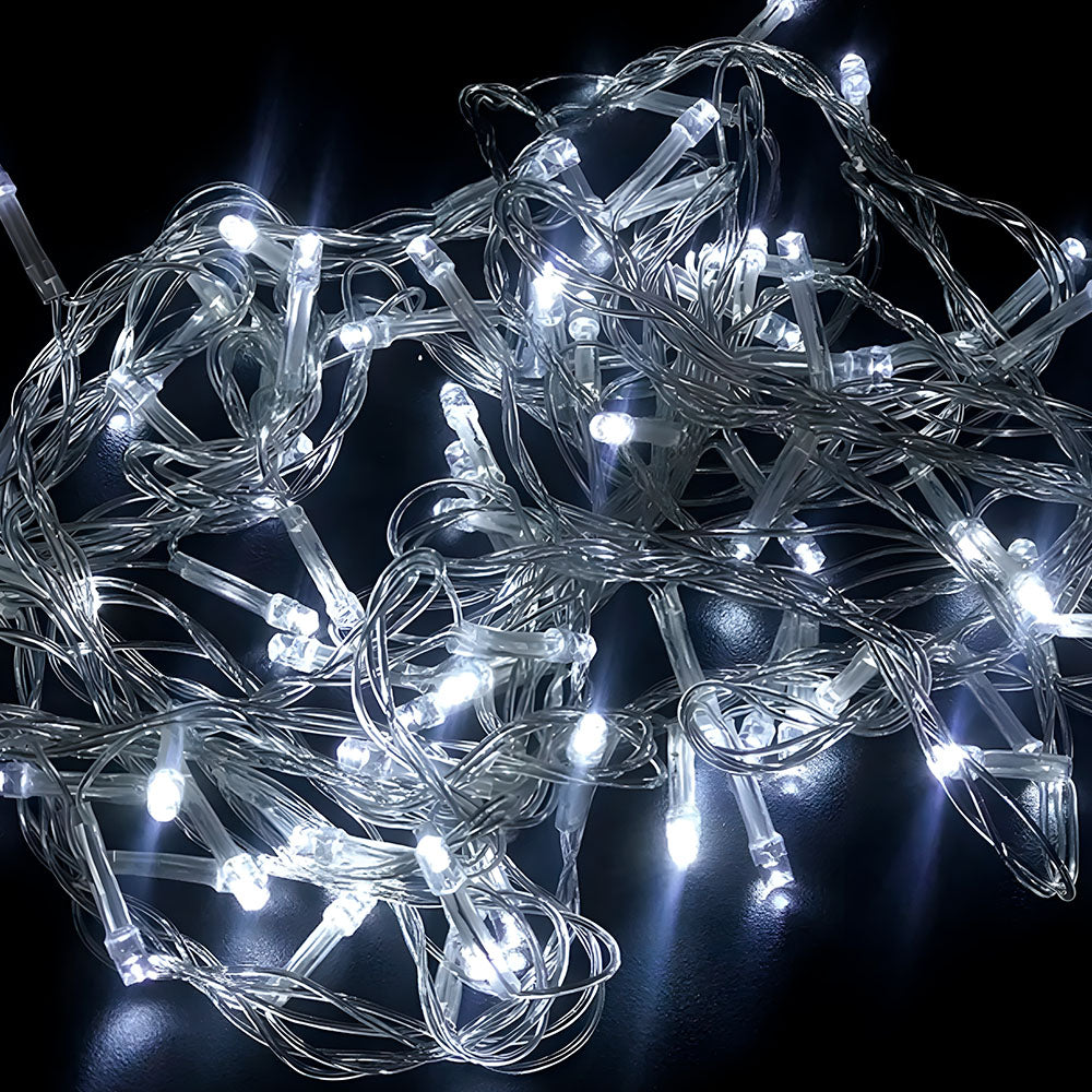 Conjunto 100 LEDs Branco, Pisca-Pisca, 8 Funções, Fio Transparente, 8 Metros Comprimento, 5W, 220V, 85201