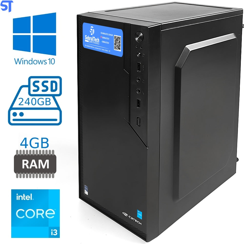 Computador Core I-3 (6100) Geração 6 - Arktek | HD SSD 240GB Kingston | Memória Ram 4 Gb DDR4 Corsair- Windows 10 e Mous