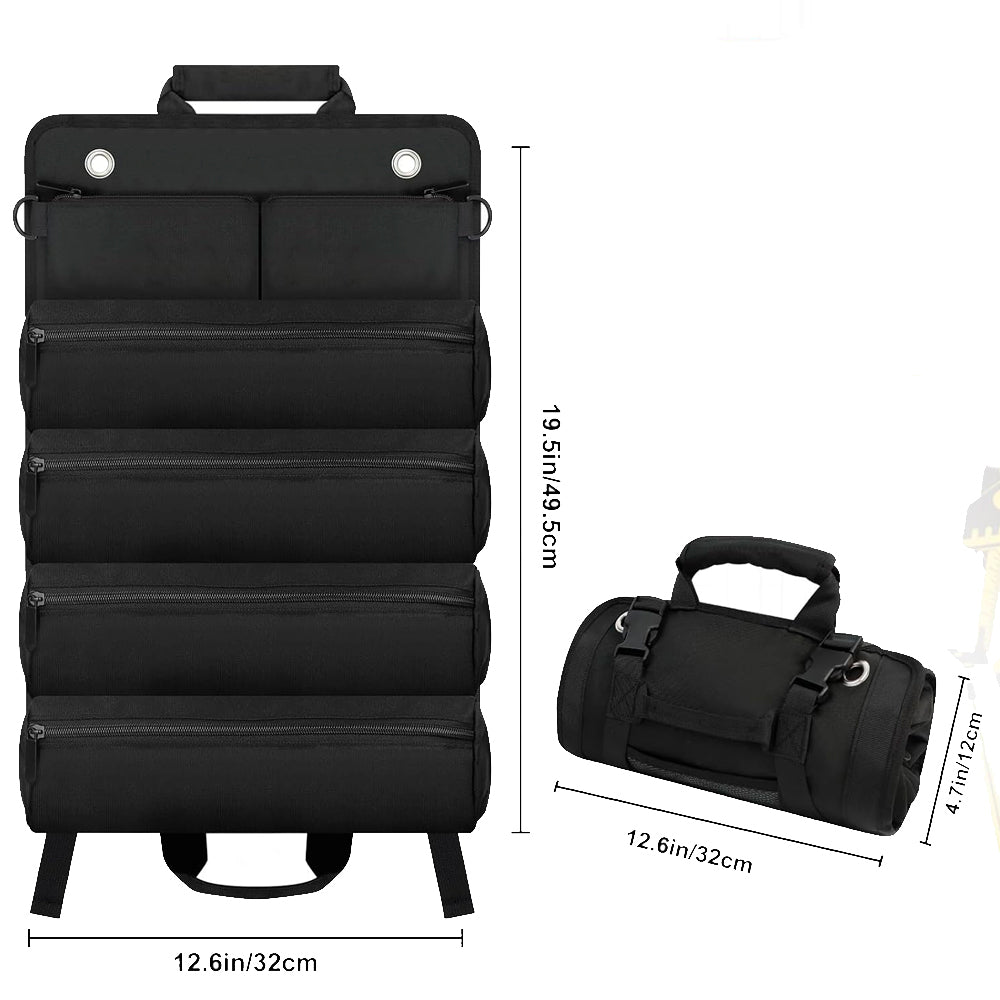 Bolsa de Ferramentas Dobravél, Com Alça Resistente, 5 Bolsos, Super Durável, Drill Bag, Preto