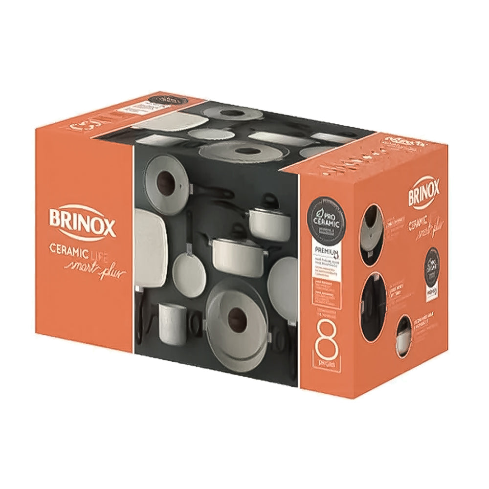 Conjunto de Panelas Brinox, Ceramic Life Smart Plus, Vanilla Com 8 Peças