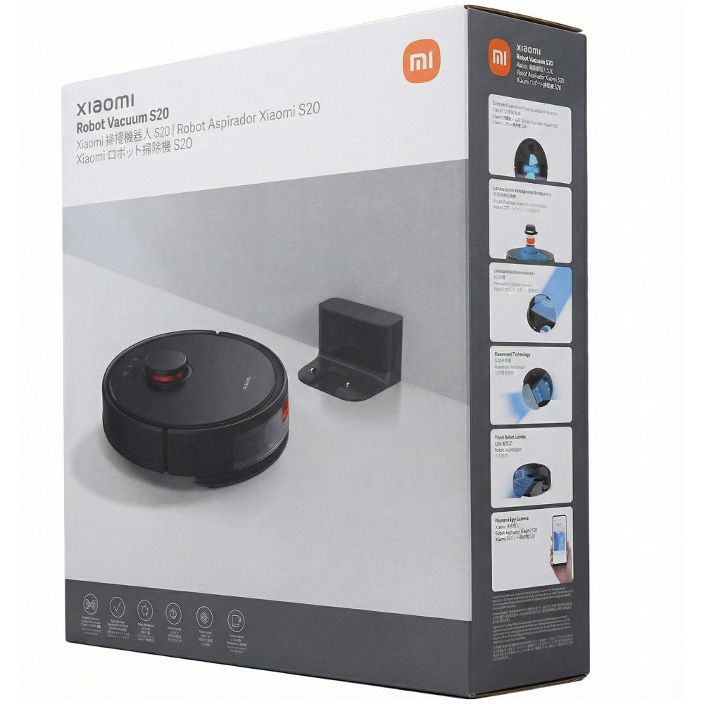 Robô Aspirador e Passa Pano Xiaomi Vacuum S20 Inteligente 5000Pa App Mi Home - Preto