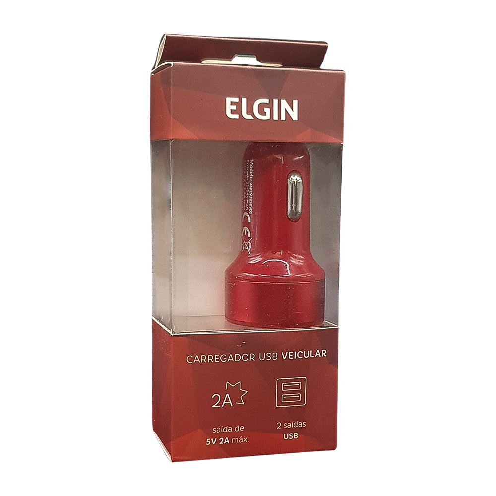 Carregador Veicular 2 Saidas Usb Elgin 46RCV2USBVDS Vermelho