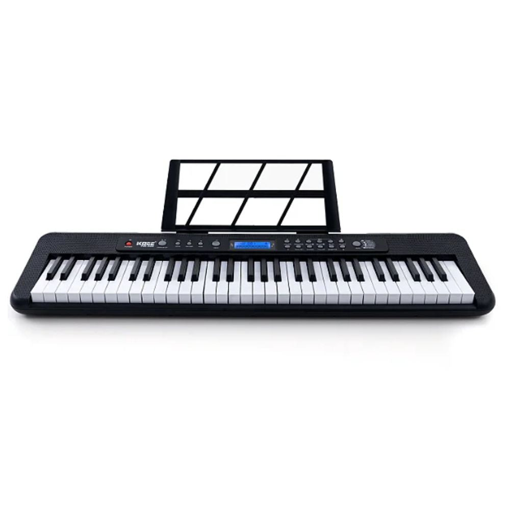 Kit Teclado Musical Kobe KB-300 com 61 Teclas Sensíveis ao Toque ,Suporte em X10 e Capa de Transporte Preto