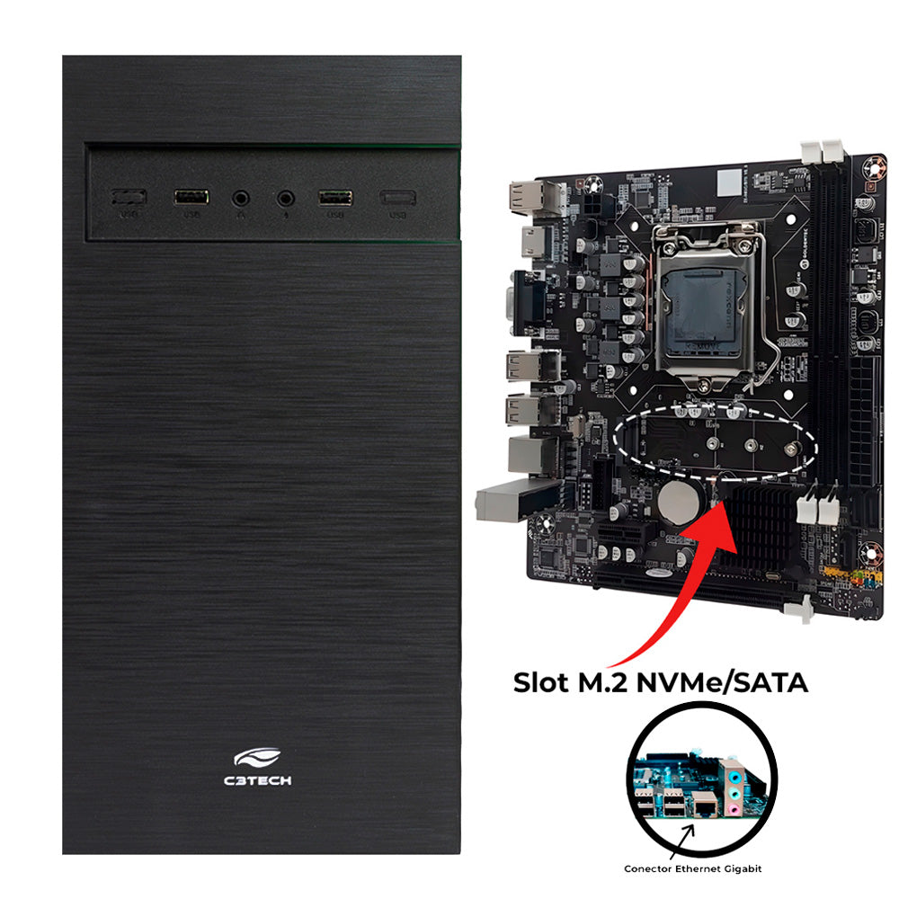 Computador Core i5 3570, SSD 240GB, Memória Ram 8GB, Gab MT-32BK, Linux