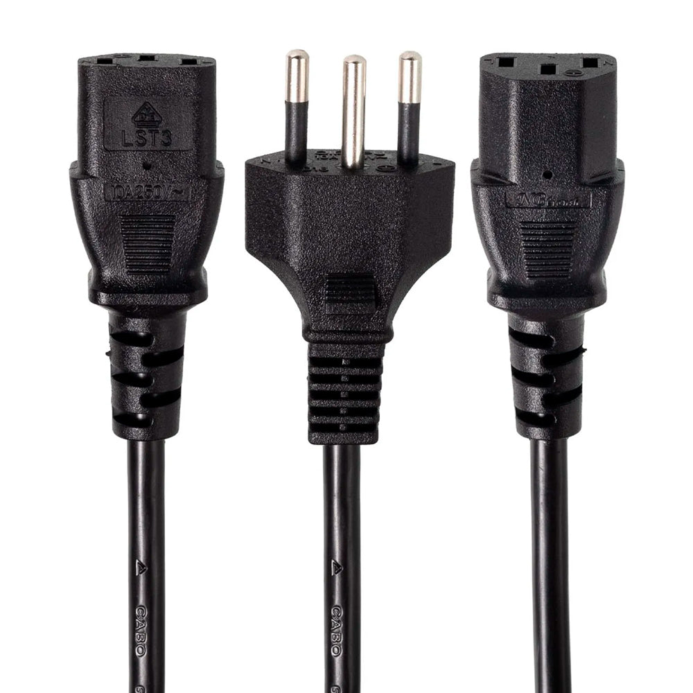 Cabo de Força Tripolar 2 Metros Y 1 Macho e 2 Fêmeas - Preto