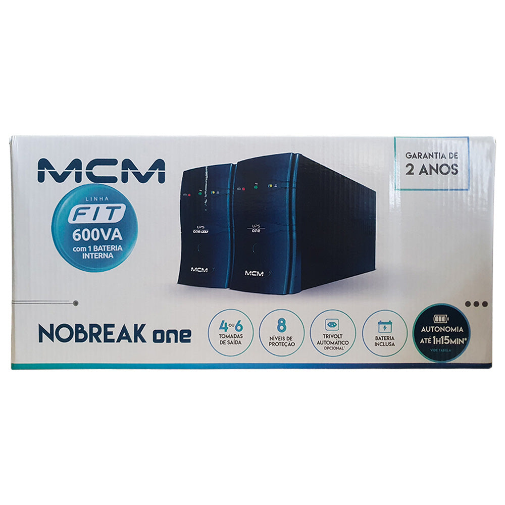 Nobreak UPS 600VA One FIT 3.1, MCM, Entrada Trivolt/115V, 127V e 220V, Com 4 Tomadas de Saída 115V