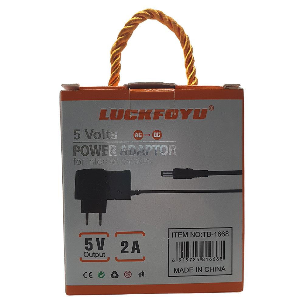 Fonte de Alimentação AC/DC 5V 2A, Pino 5.3mm x 2.1mm, TB-1668, LUCKFOYU - Preto