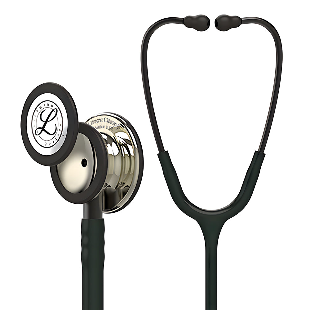 Estetoscópio 3M Littmann Classic III Preto com Champanhe Espelhado e Conector Preto - 5861
