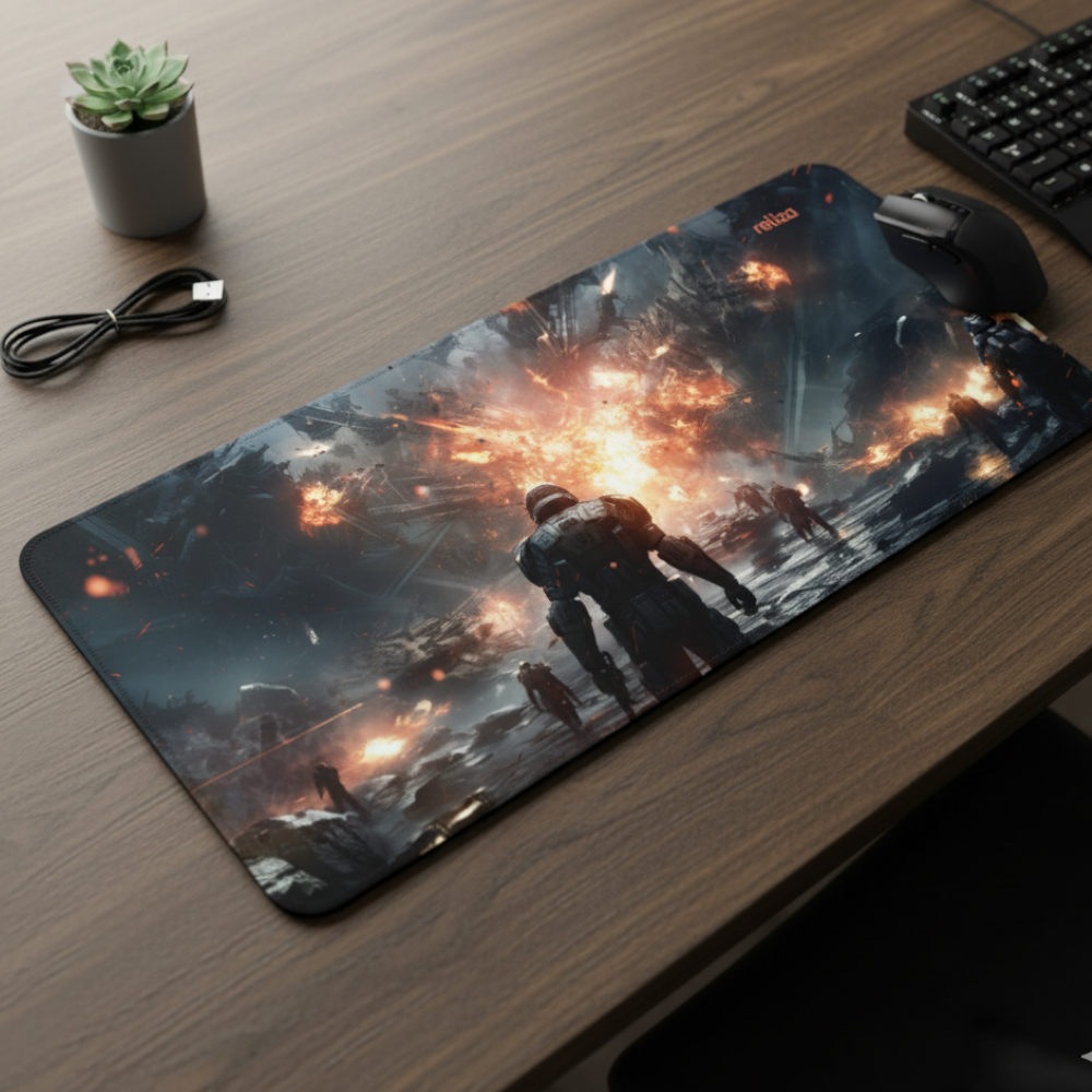 Mouse Pad Gamer 30x70cm, Neoprene Legítimo, Base Antiderrapante, Reliza - Estampa Halo