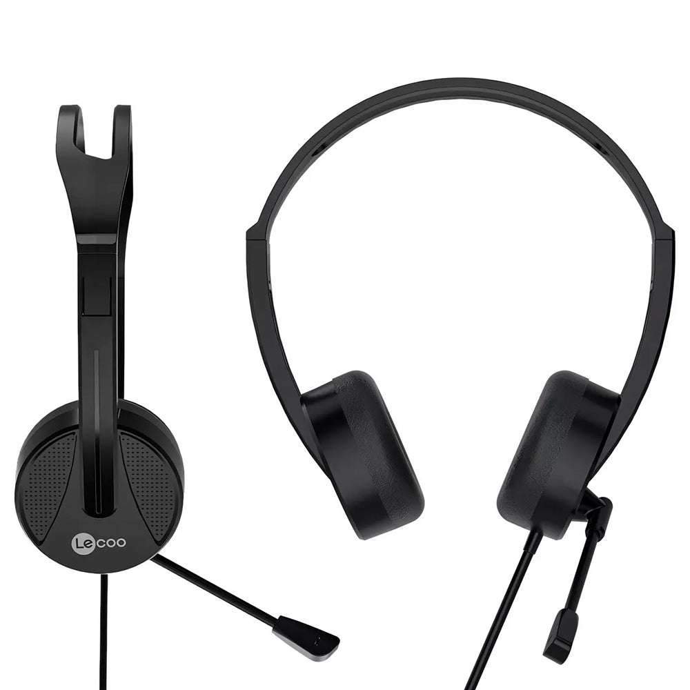 Fone de Ouvido Lenovo Lecoo HT106 3,5mm Com Microfone Ajustável Para Chamadas de Voz, Versão USB