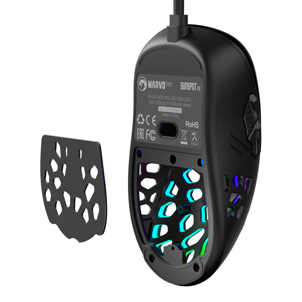 Mouse Gamer Marvo Pro G946 Sunspot S2, Sensor Óptico 1.000 DPI, 6 Botões, RGB, Cabo Trançado 1,5m Nylon - Preto