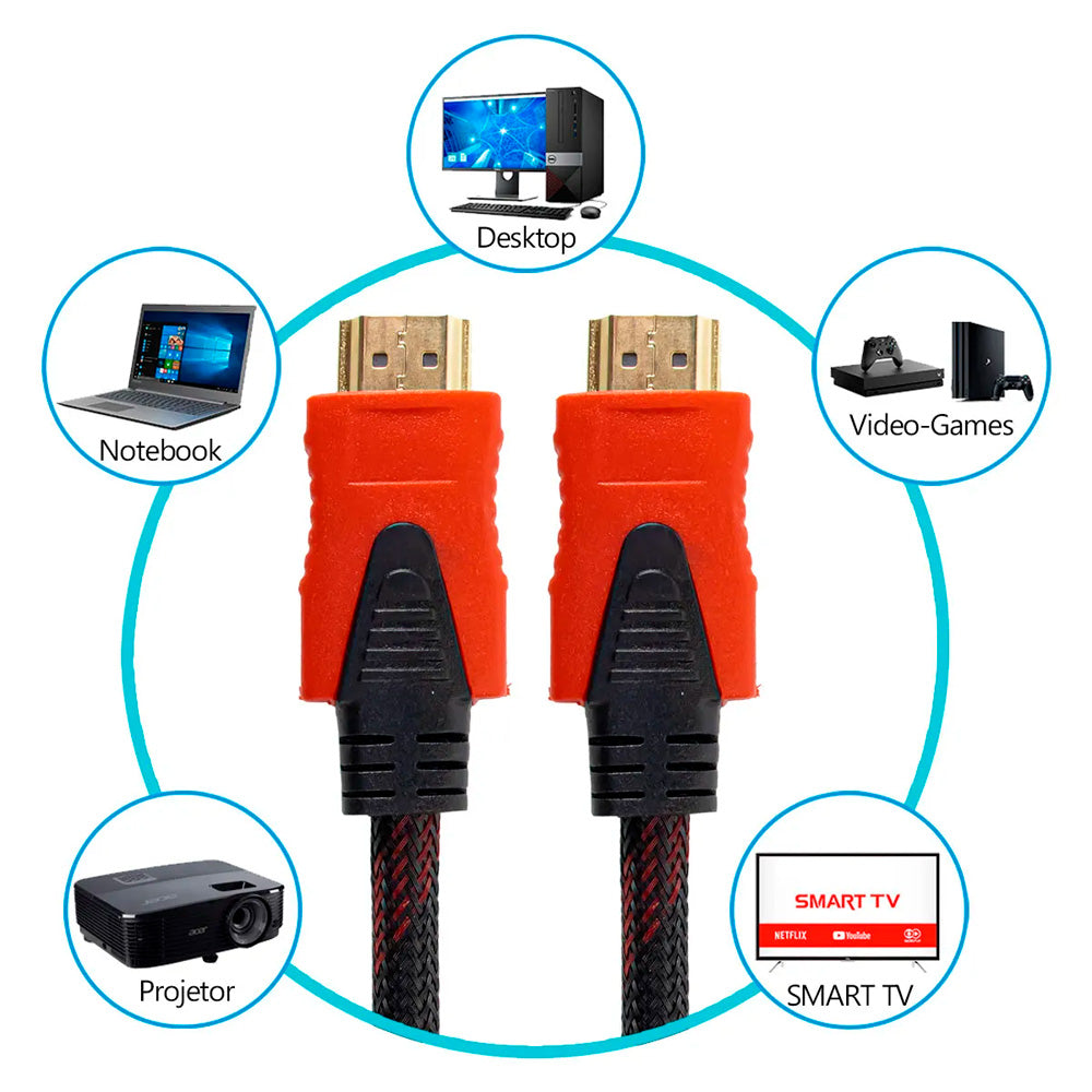 Cabo HDMi Para HDMi 10 Metros Plug v1.4 D-H5003 - 10M GRASEP