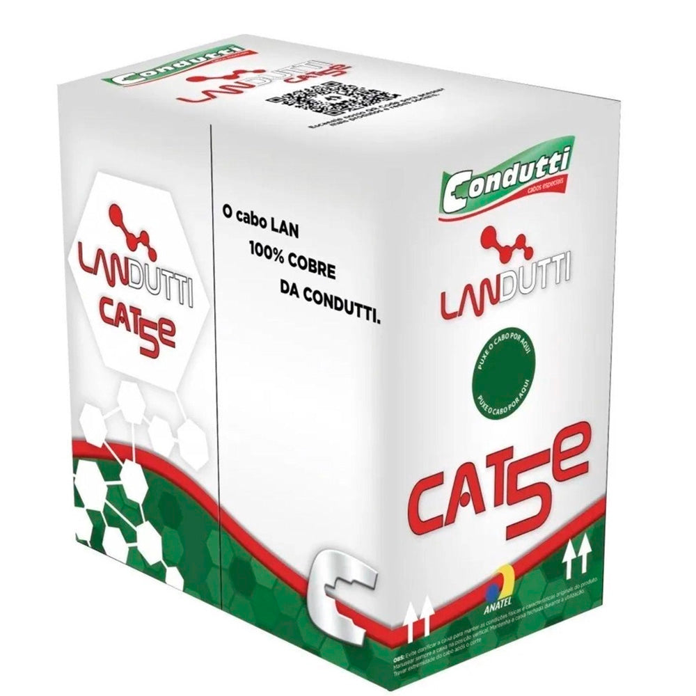 Caixa de Cabo De Rede Landutti Upt Cat5E 100% Cobre, 305 Metros, Condutti, Preto