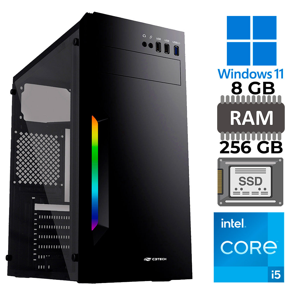 Computador Core I5-10400, RAM 8GB DDR4, SSD 240, GT-H510 Com Slot M2, Rede Gigabit, MT-210BK, Windows 11