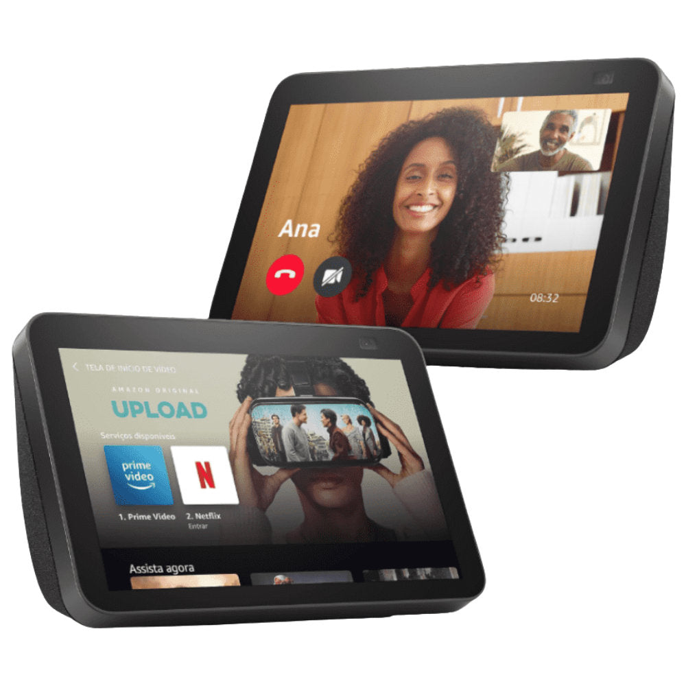 Echo Show 8 (2ª Geração) Amazon Smart Display HD 8", Câmera 13MP, Alexa Integrada, Touchscreen, Wi-Fi e Bluetooth, Preto