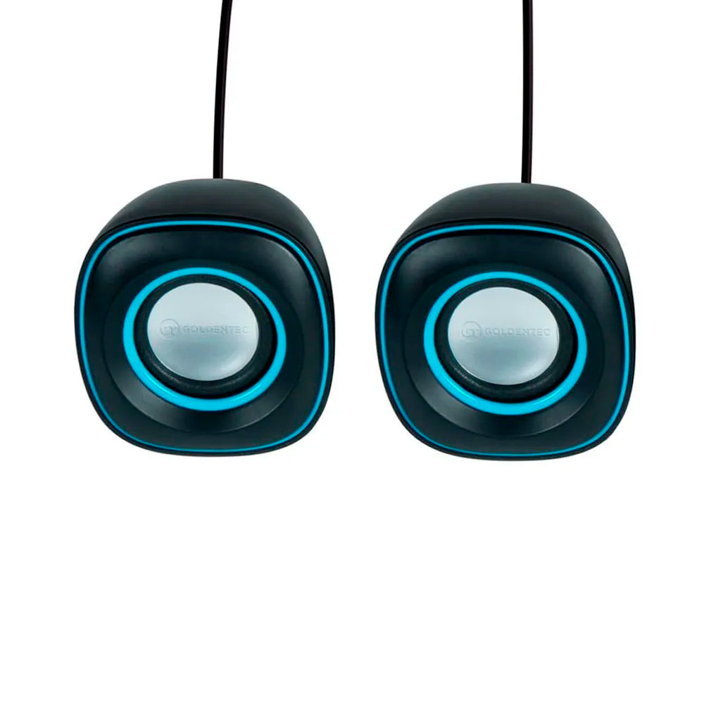 Caixa de Som USB Goldentec GT Sound 2.0 RMS 6W, Controle de Volume, Preto/Azul