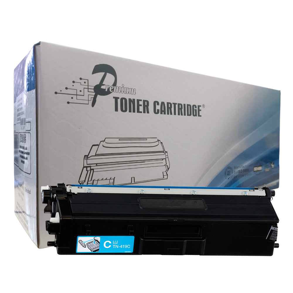 Cartucho de Toner Compatível Brother, TN419CY, Ciano, Para HLL8360CDW, MFCL8610, MFCL8900CDW, MFCL9570CDW, Premium 9K