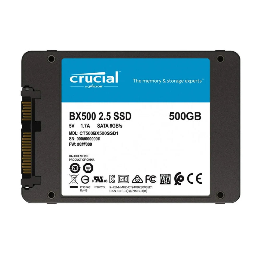 SSD Crucial 500GB BX500 SATA III 2.5" Leitura 550MB/s Gravação 500MB/s CT500BX500SSD1