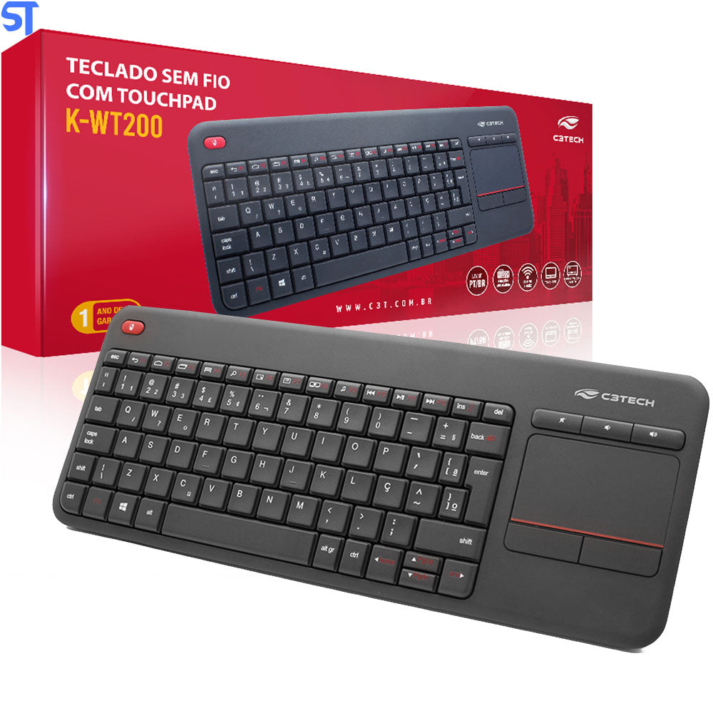 Teclado Sem Fio Com Touchpad K-WT200BK C3Tech