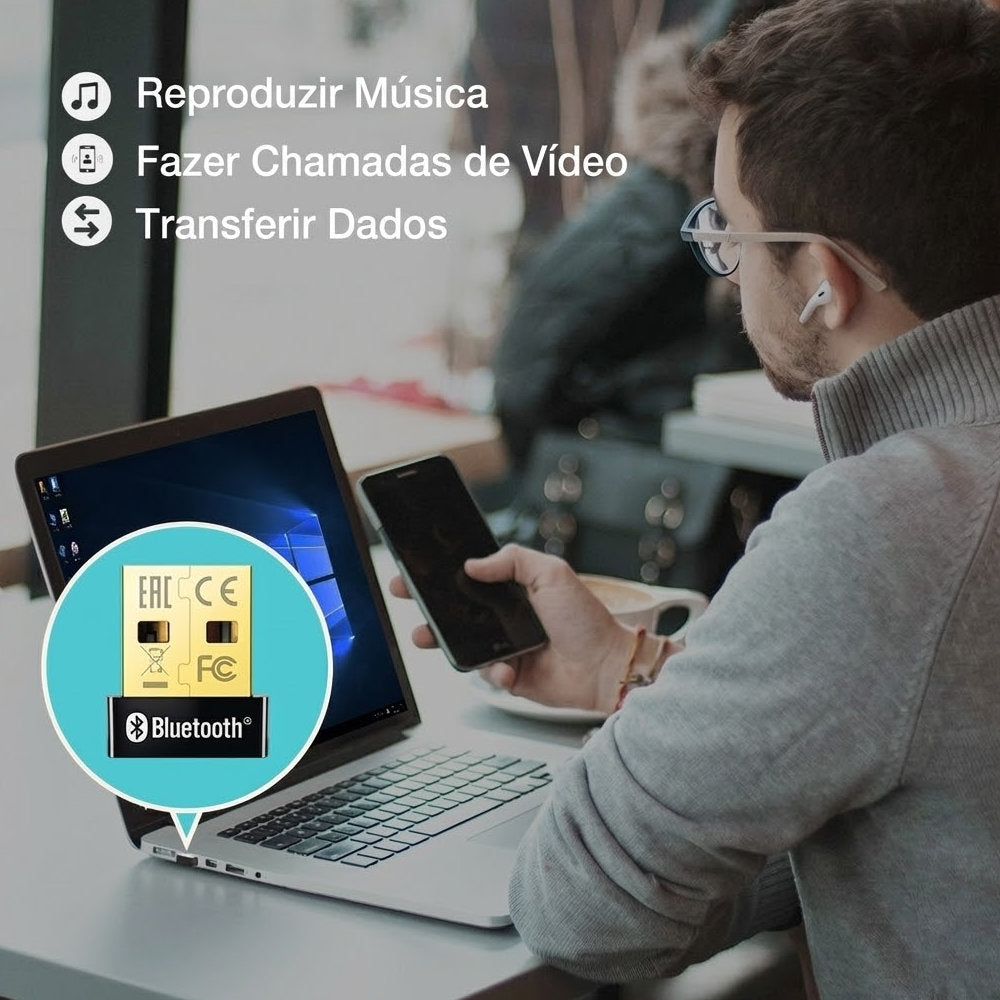 Adaptador Bluetooth 4.0 TP-Link UB400 Nano USB PC Windows 11/10/8/7 - Preto