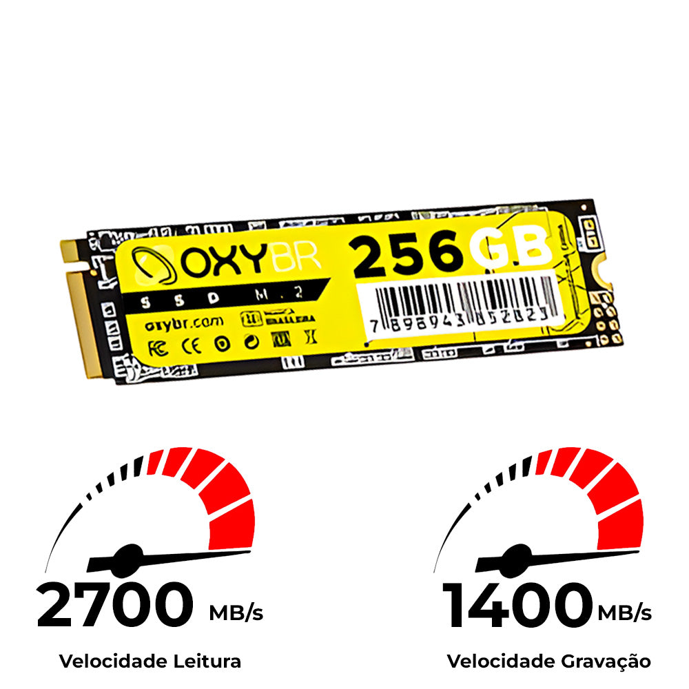 SSD M.2 NVMe 256GB OxyBR, Leitura 2.400MB/s, Gravação 1.700MB/s, OXYBRNVME4/256, 3D NAND TLC, S.M.A.R.T