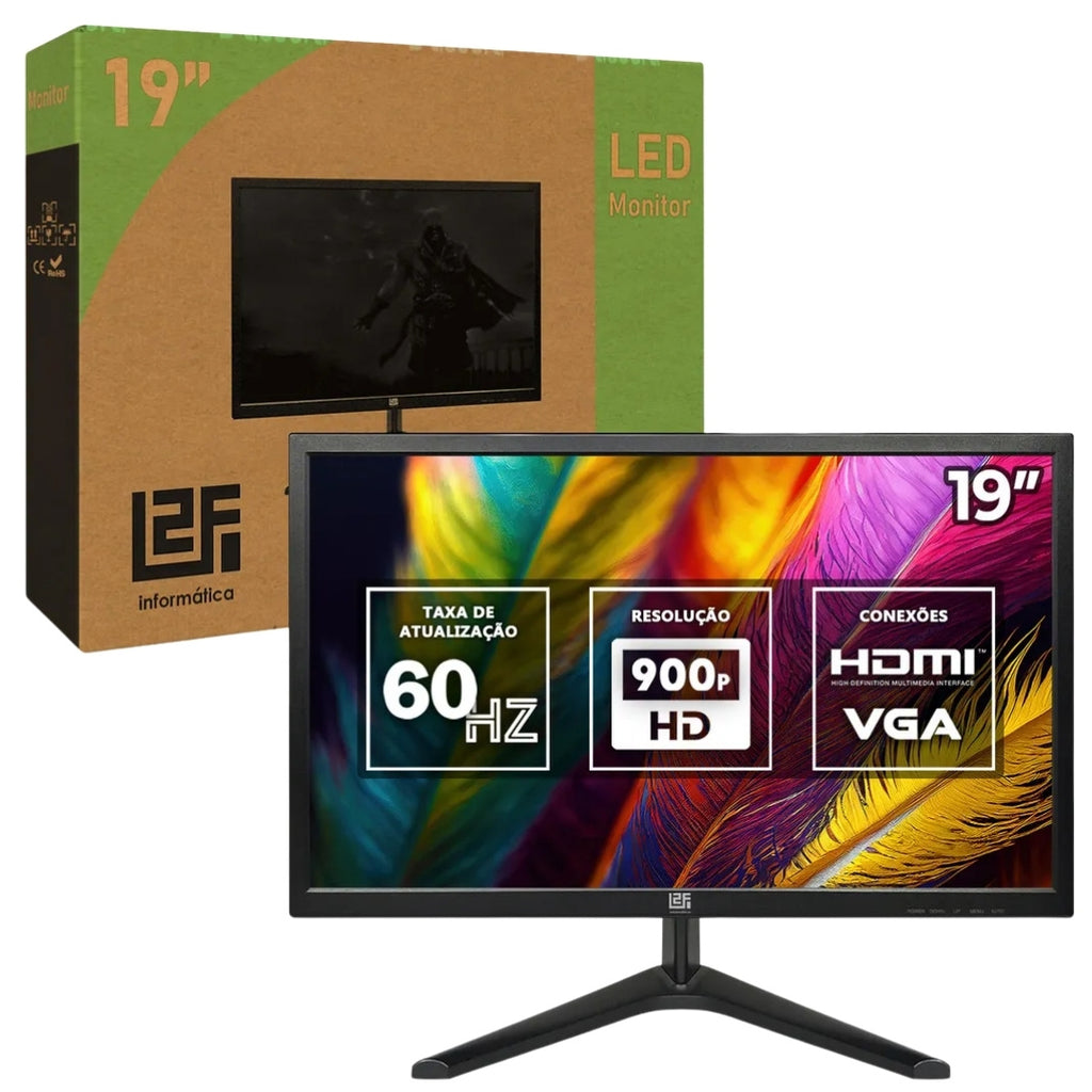 Monitor LED 19, Widescreen, L2F, Hdmi Vga, Bivolt, Preto