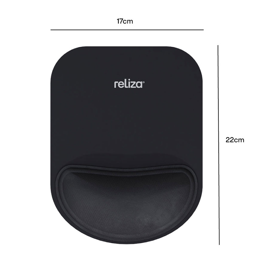Mousepad Ergonômico 17x22cm, Reliza Compact, Com Apoio de Pulso e Base Antiderrapante - Preto