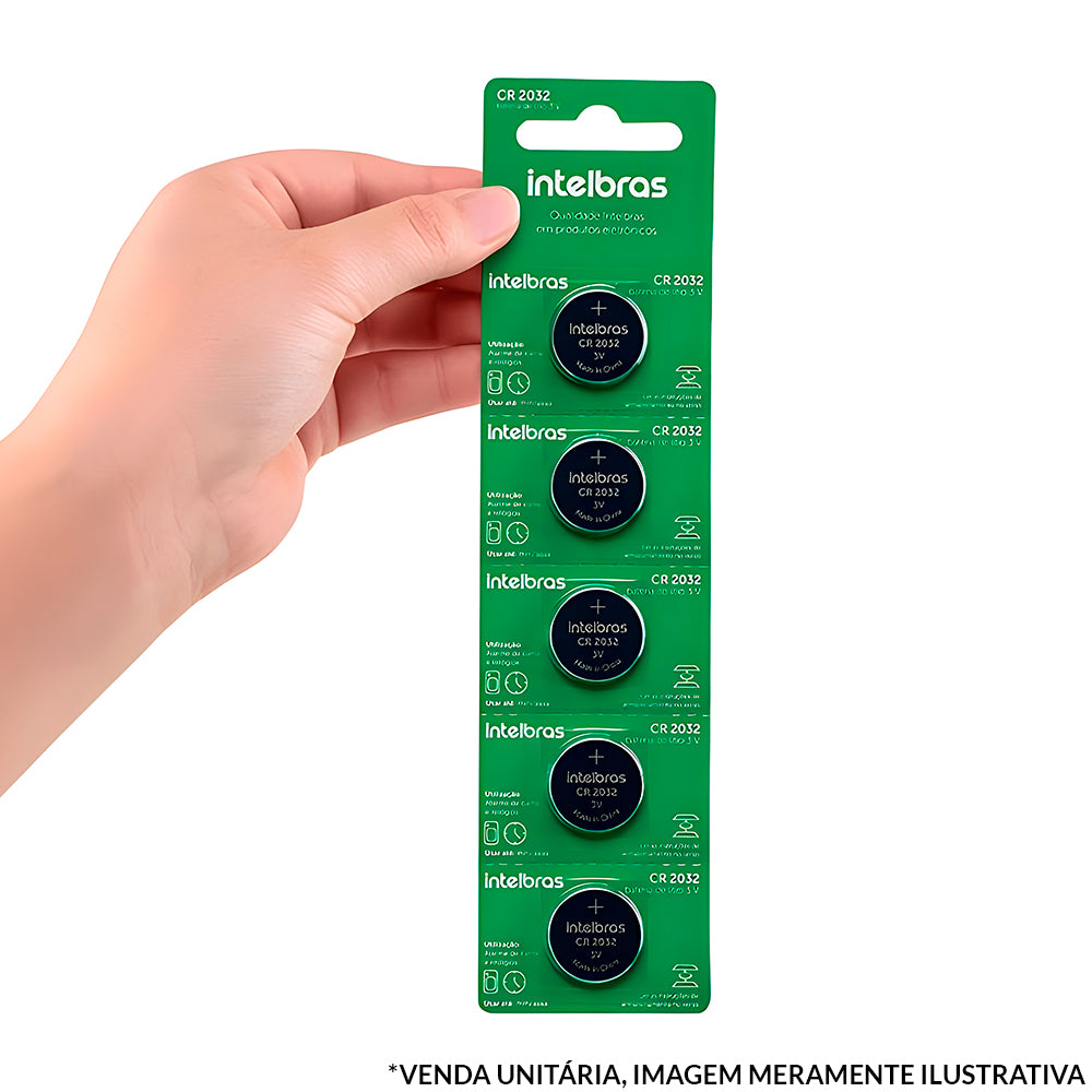 Bateria Botão de Lítio Não Recarregavel Intelbras CR2032, 220mAh 3V, 20x3,2mm Li/MnO (Unidade)