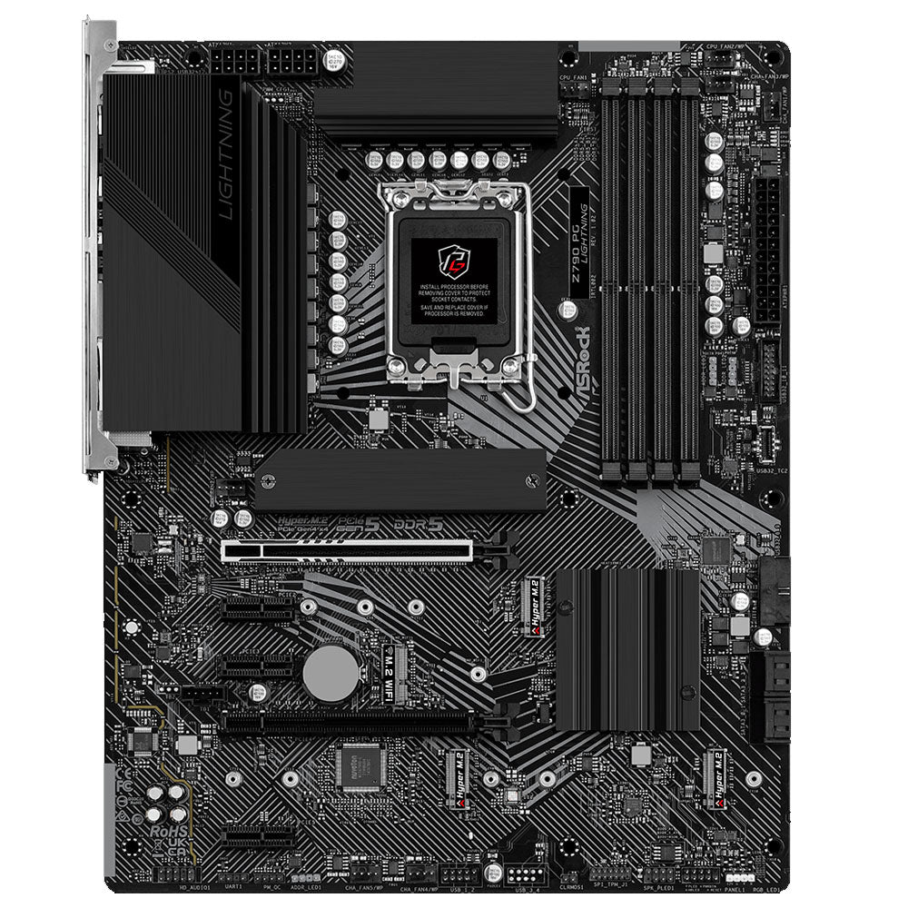 Placa Mãe Asrock Z790 PG Lightning, Intel LGA 1700, ATX, 4 Slots DDR5, Placa de Rede Gigabit, HDMI e DisplayPort M.2, US
