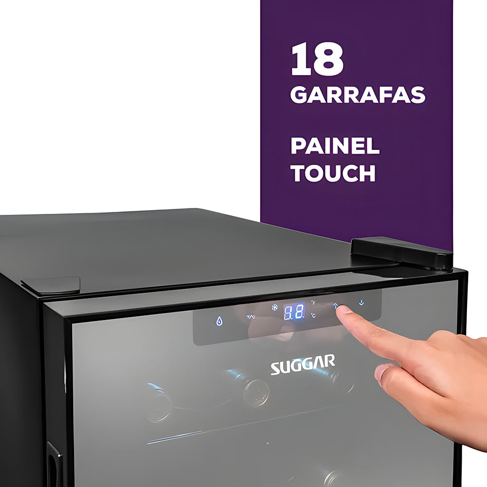 Adega Climatizada Suggar 18 Garrafas Touch Preta 220V AD1812PT