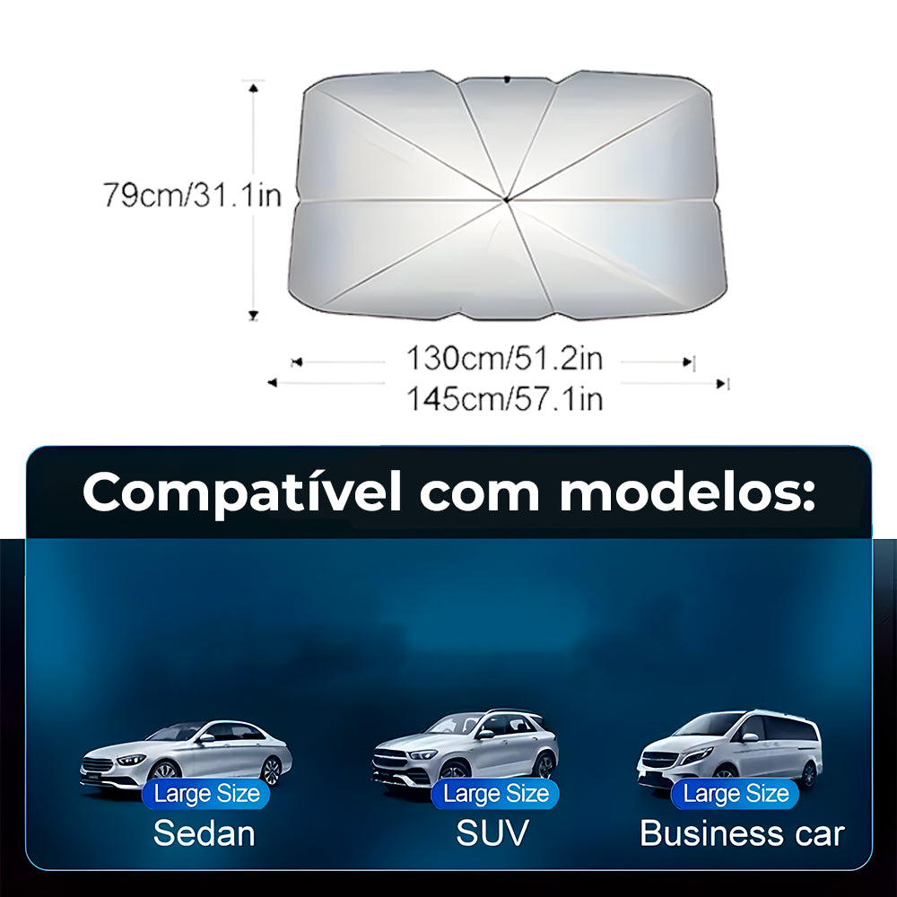 Cobertura Guarda Sol de Carro, Para-Brisa, Dobrável, Proteção UV, Preto