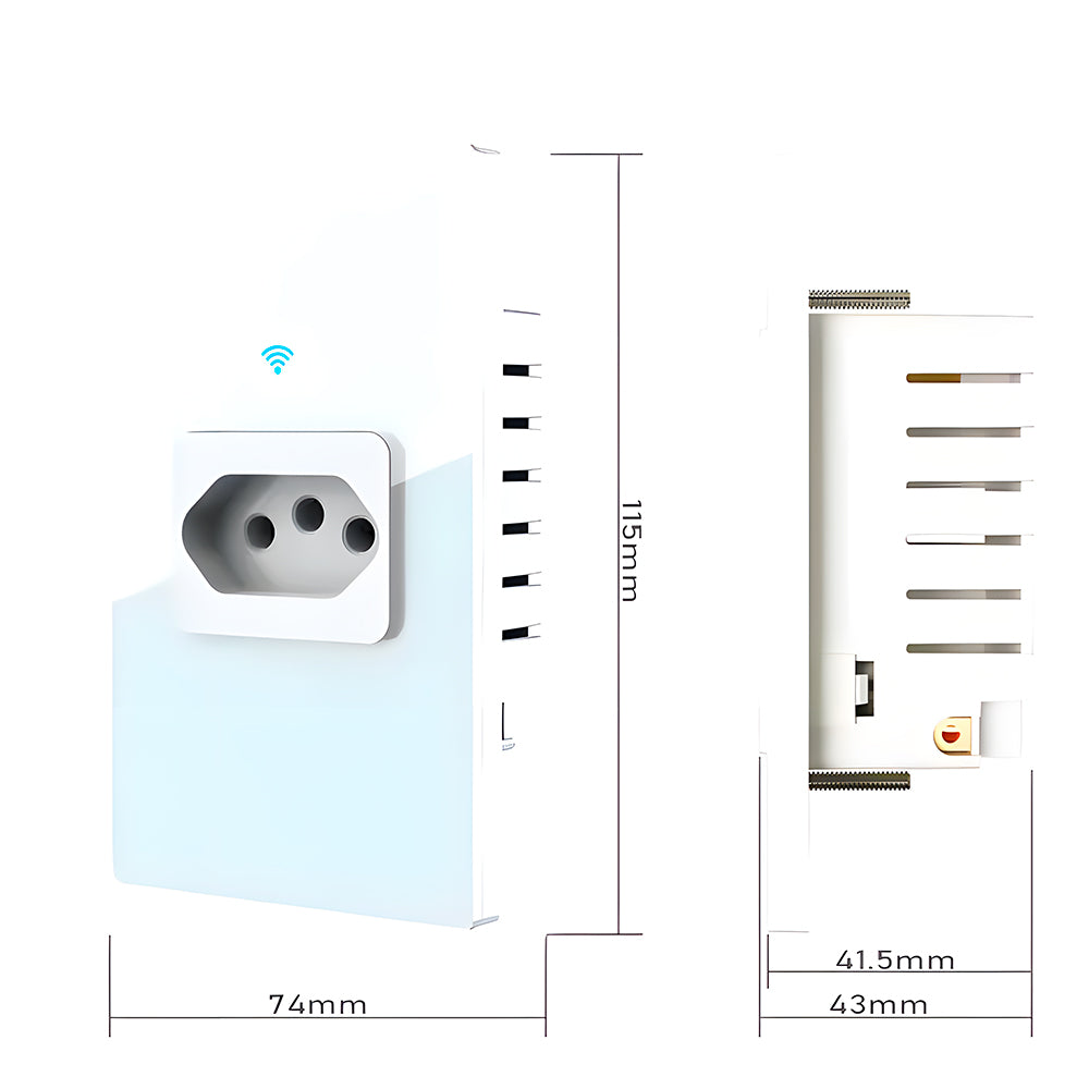 Tomada Inteligente, 20A, Painel de Vidro Temperado, Compatível Com Alexa e Google Home, Tuya, Branco
