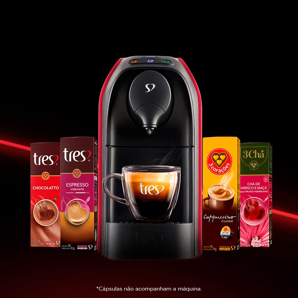 Cafeteira Espresso Três Corações Passione Vermelha, 220V, 15bar, 650ml, Multibebidas Automática