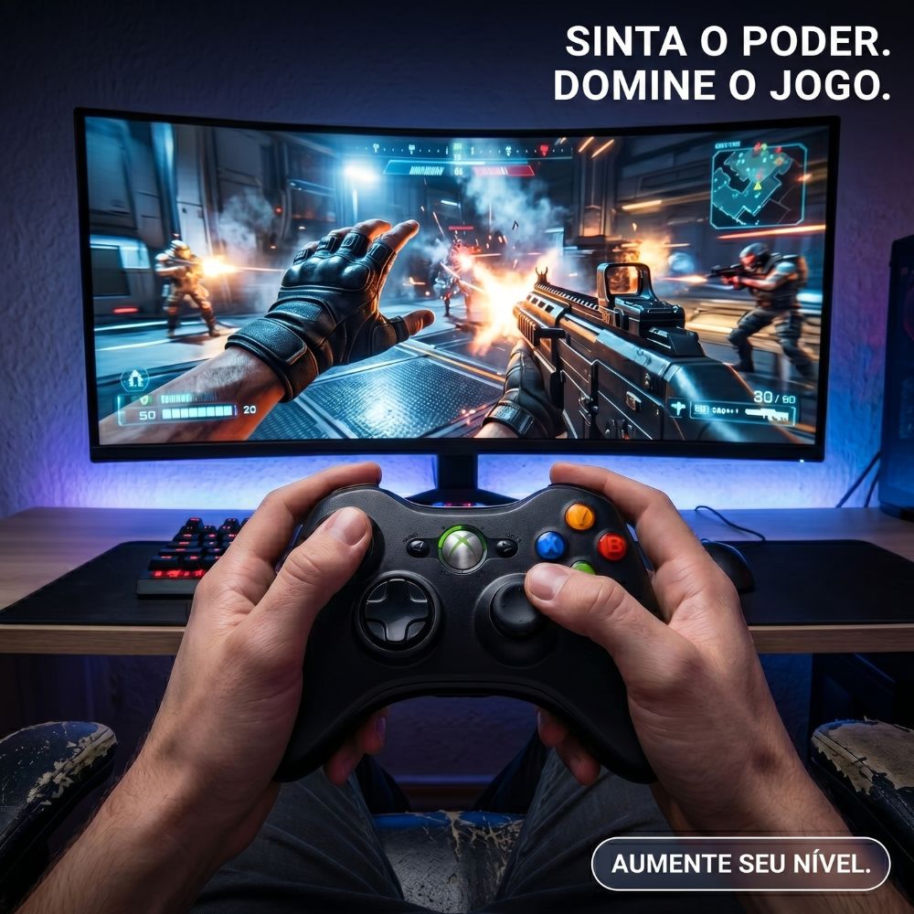 Controle Sem Fio Compatível Xbox & PC (Windows e Linux) KapBom Kap-360W Joystick Wirelles (Preto)