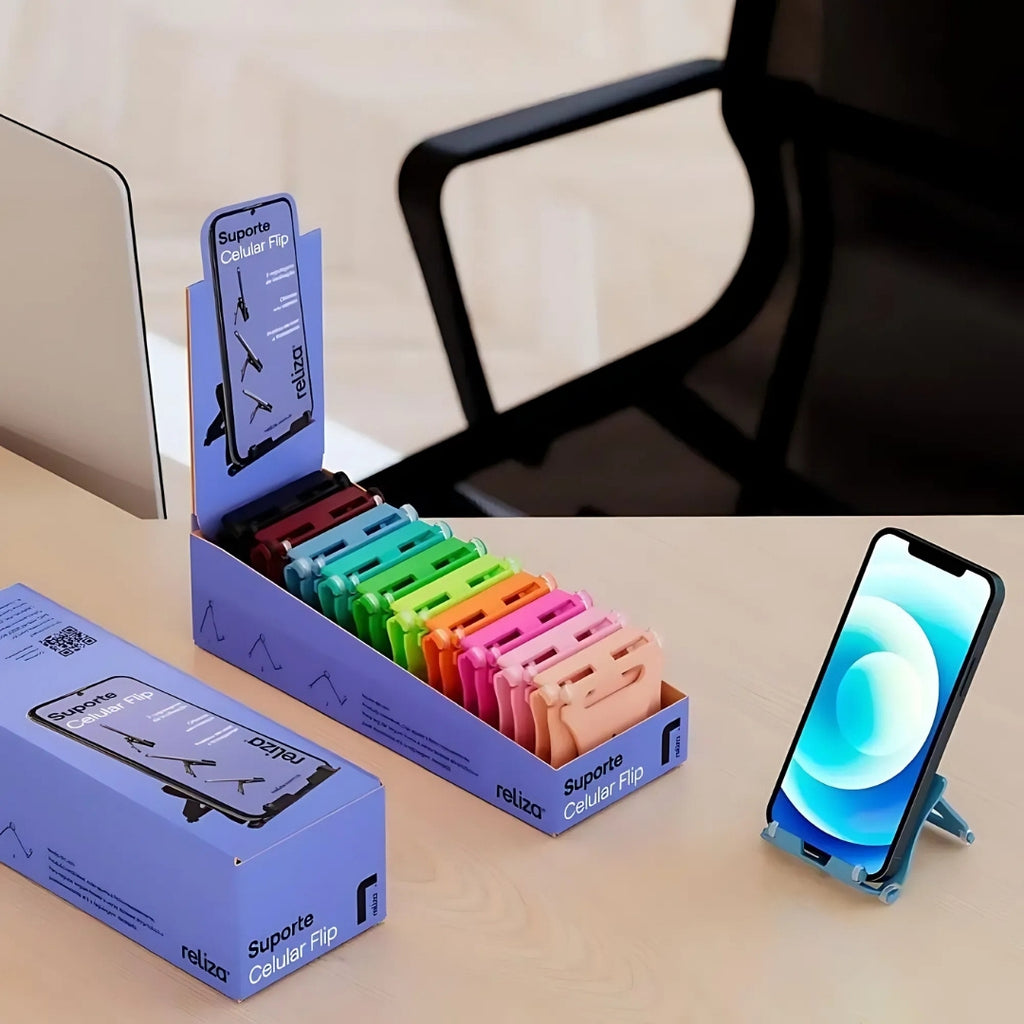 Suporte Dobrável para Celular Flip, Portátil, Leve e Colorido (Cores Sortidas)