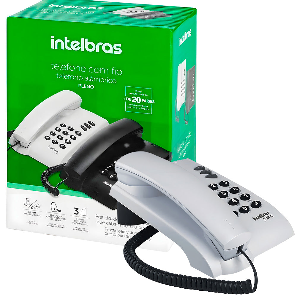 Telefone Intelbras Pleno Alámbrico Com Fio Sem Chave De Bloqueio - Cinza Ártico