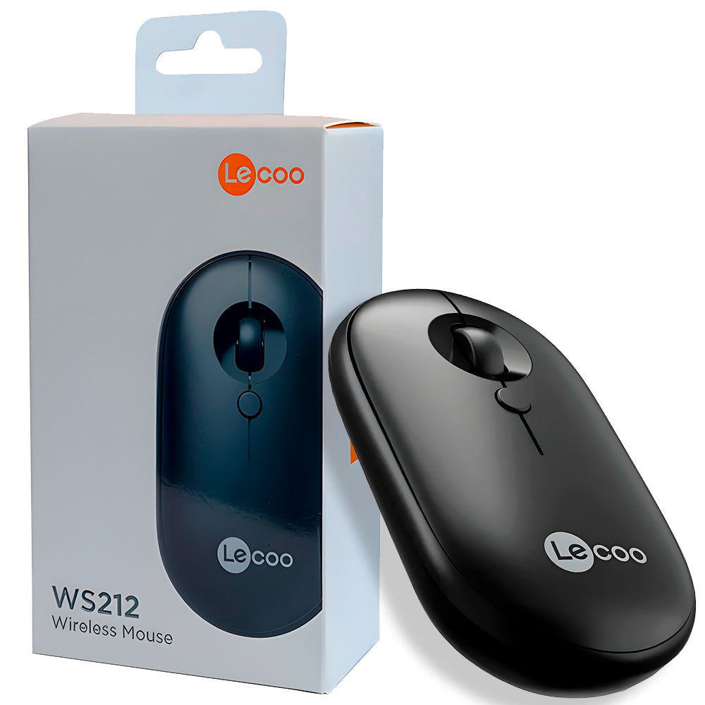 Mouse Óptico Sem Fio, Lenovo Lecoo, WS212, 1.600 DPI, 4 Botões, Preto