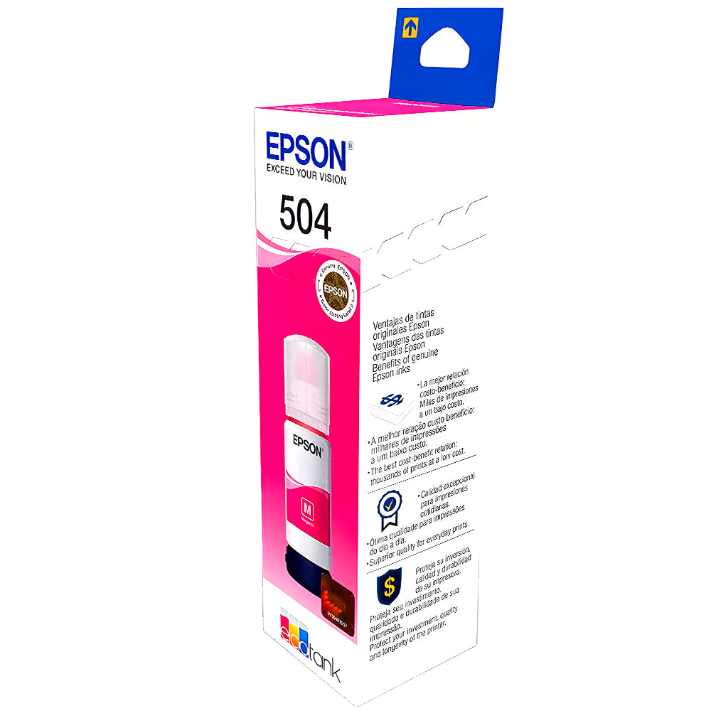 Refil de Tinta Epson Vermelho 504 Original T504 Para Ecotank L4150 / L4160 / L4260 / L6171 / L6161 / L6191