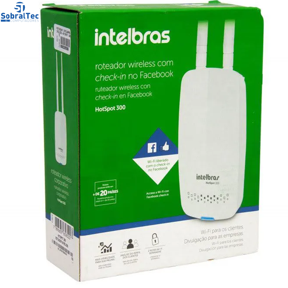 Roteador Wireless 300Mbps Intelbras Hotspot 300 Com Chek-in No Facebook