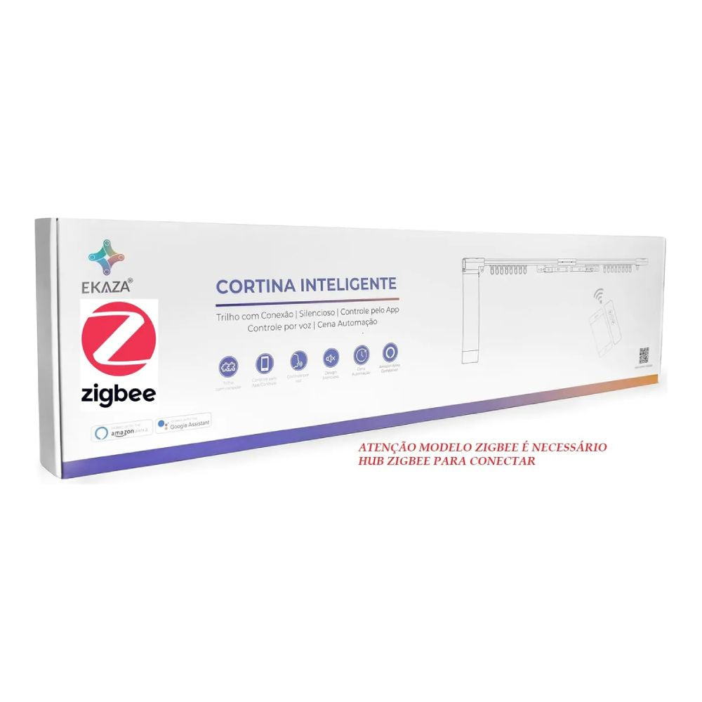 Cortina Inteligente Ekaza Eknh-T216Z Motorizada 4.2m Zigbee 3.0, Voal Wifi Alexa E Google Home Controle Cor Branco