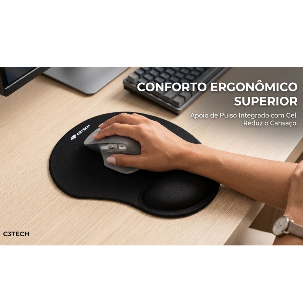 Mouse Pad Com Apoio Ergonomico MP-50 C3Tech - Preto