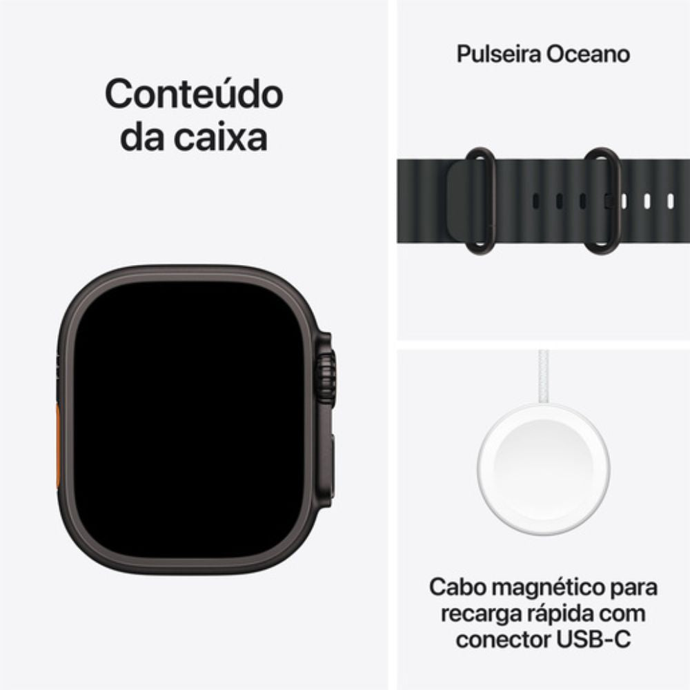 Apple Watch Ultra 3 (GPS + Cellular 49mm) Titânio com Pulseira Loop Alpina Preta Tamanho M - Preto