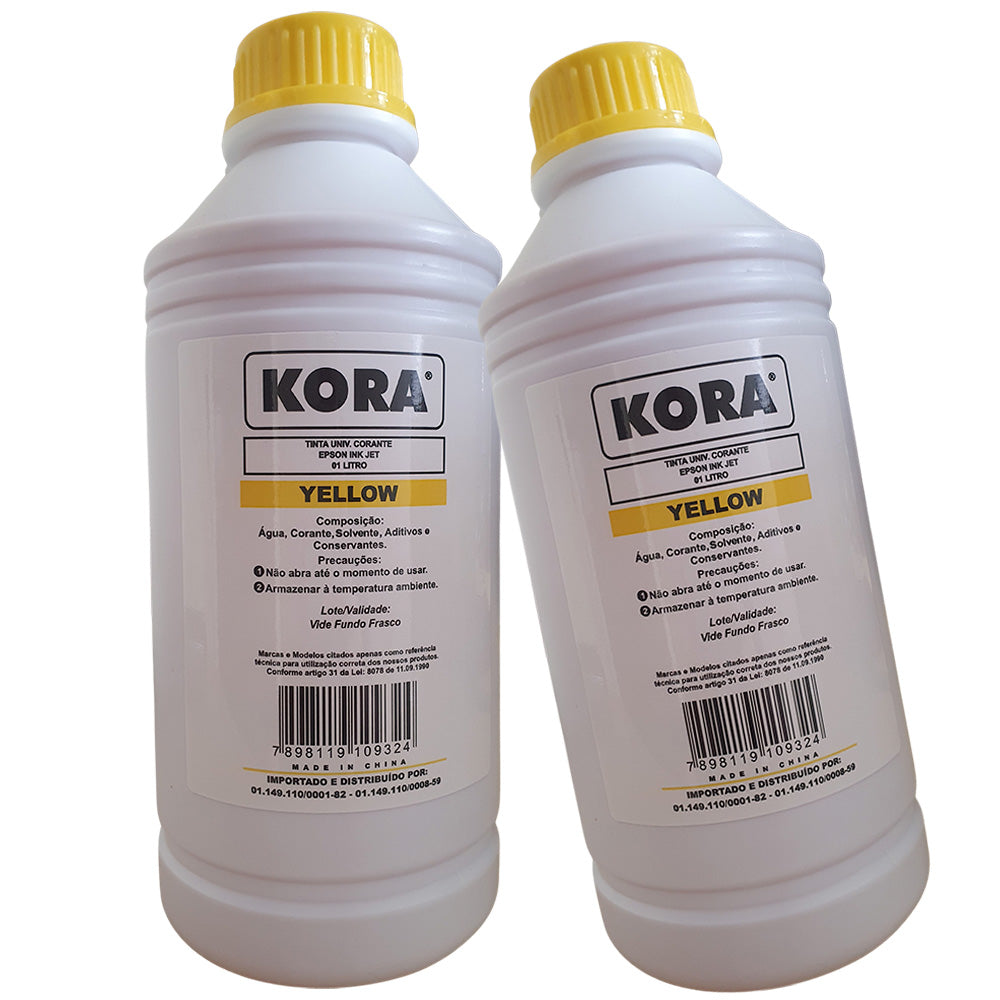 Litro de Tinta Kora Epson Universal Corante Y Yelow Compativel Com Epson L3150 L3250 L355 L365 L375 L395