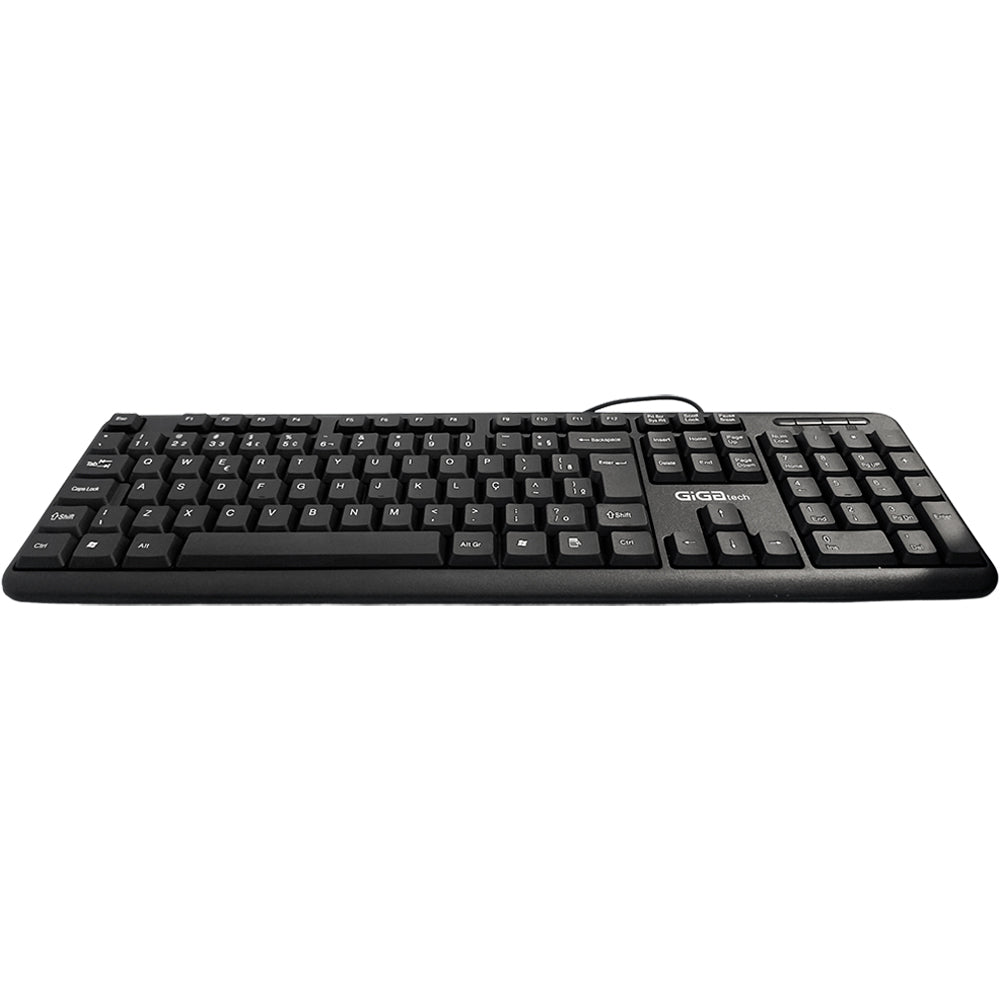 Teclado Slim USB, Design Ergonômico e Confortável, Modelo 4001-01, GigaTech, Preto