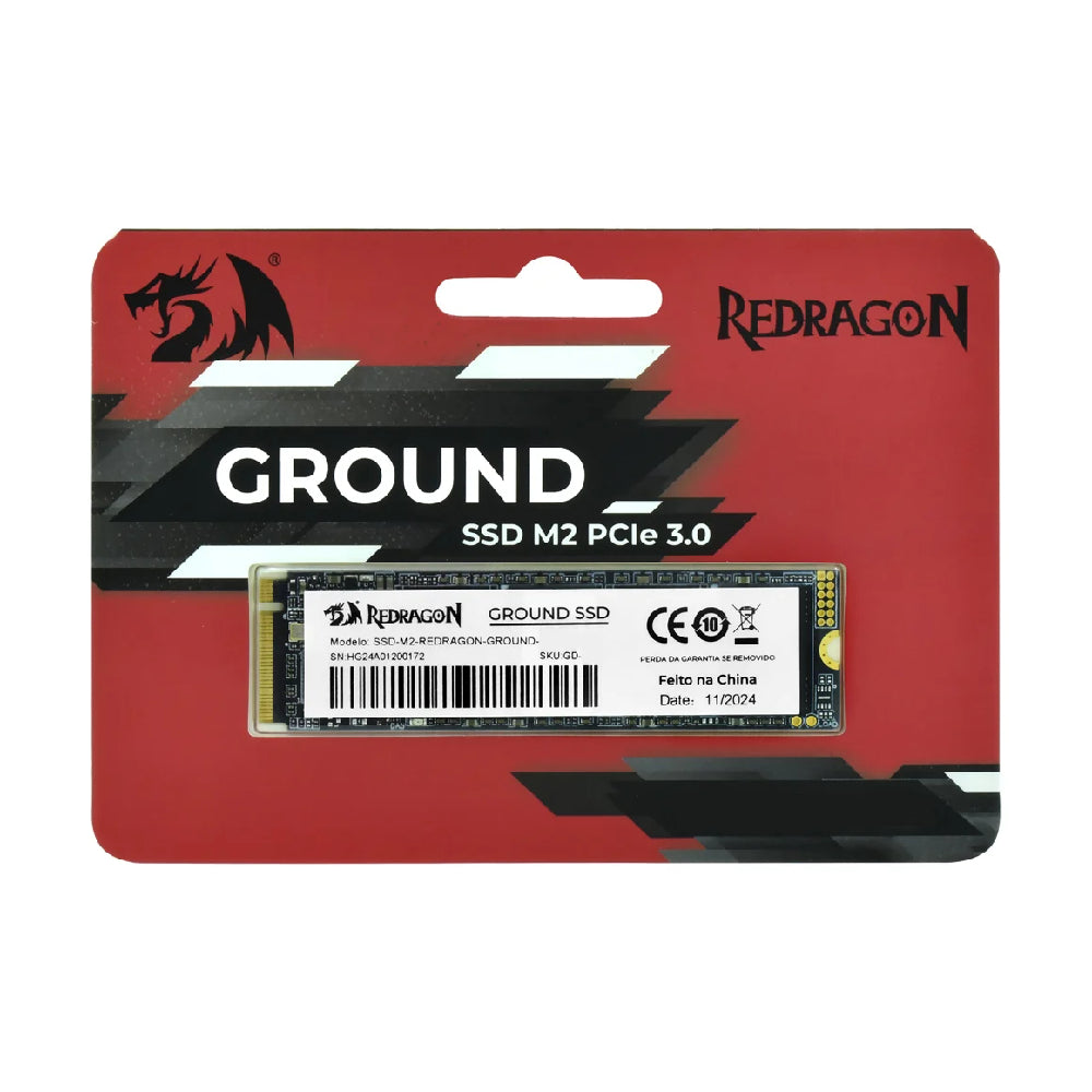 SSD M.2 NVMe Redragon Ground 256GB Leitura 3500Mb/s Gravação 3000Mb/s - GD-410