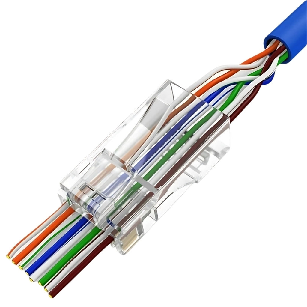 Conector Cristal RJ45 Cat5e/Cat6e EZ Exbom Vazado, CONT-RJ45V1K, 8P8C - Pacote Com 1.000 Unidades