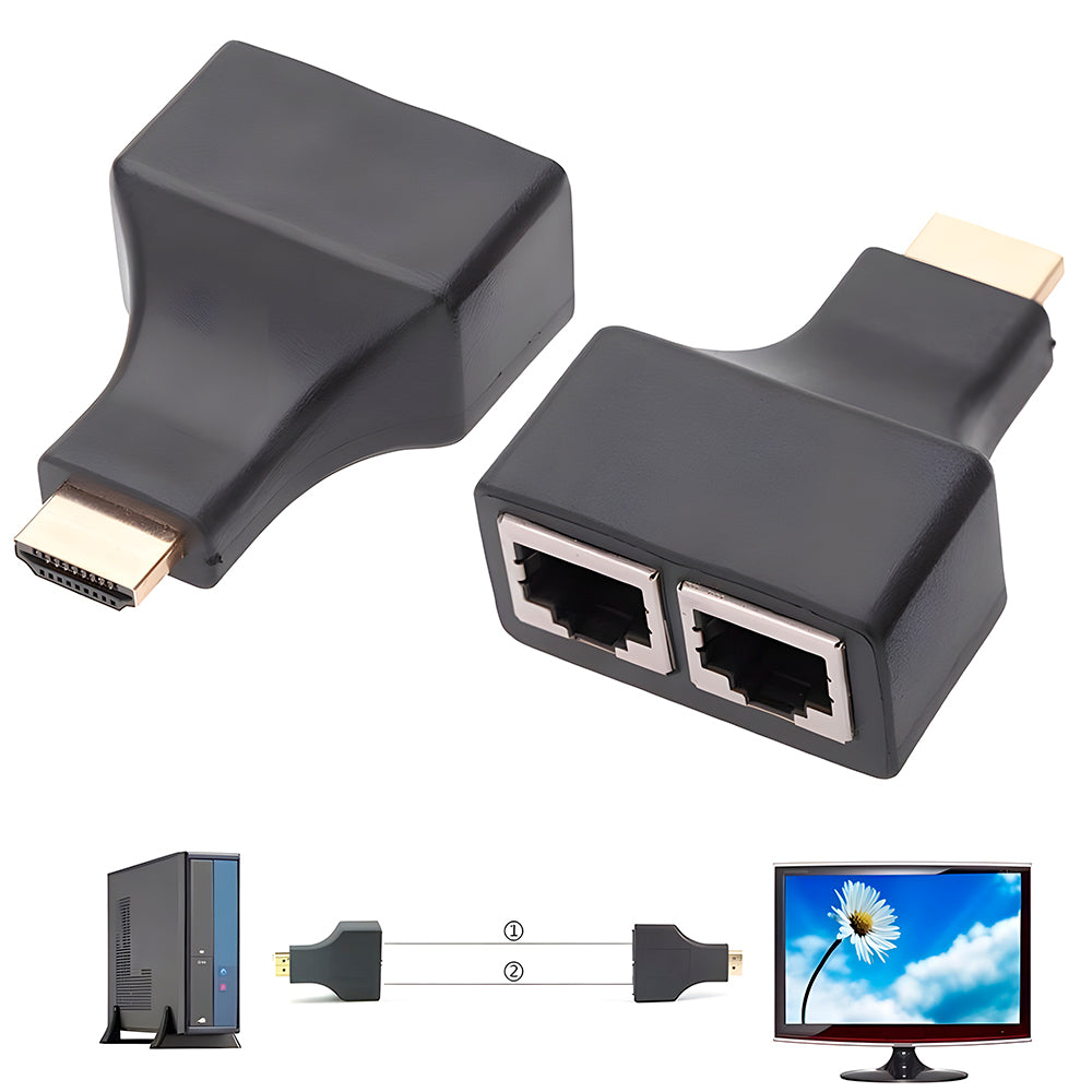 Extensor HDMI 3D, Via Cabo De Rede UTP RJ45 Cat 5e/6, Transmissão Até 30 Metros Em 1080P