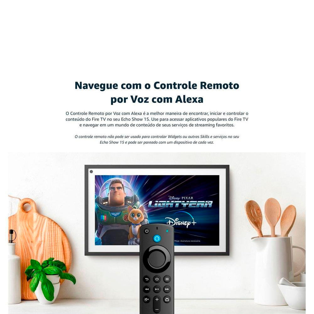 Echo Show 15, Smart Display Full HD 15,6”, Alexa Integrada, Experiência Fire TV, Com Controle Remoto Por Voz